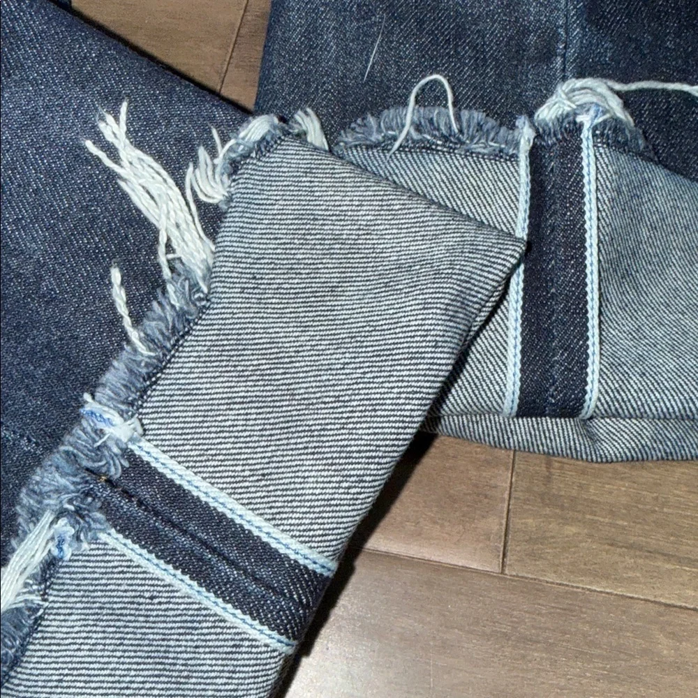 The Unbranded Brand Selvedge Raw Hem Denim Jeans Dark Wash Blue SZ 28